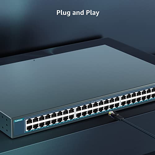 Image of YuanLey 48 Port Gigabit PoE Switch Unmanaged with 2 1000Mbps SFP Uplink, 50 Port 802.3af /at 800W High Power PoE+ Network Switch, Metal Rackmount Power Over Ethernet Switch