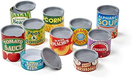 Melissa & Doug Let's Play House! Grocery Cans Play Food Kitchen Accessory - 10 Stackable Cans With Removable Lids