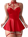FULLJOYLOVE – FULLJOYLOVE Sexy Lederkleid Damen 4 StüCk Minikleid Kurz Gro