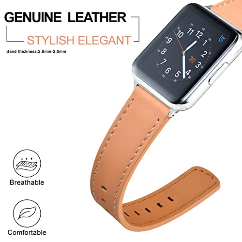 Image of ANNEFIT 22mm Watch Band, Quick Release Genuine Leather Replacement Strap (Apricot)