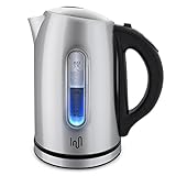 Impolio Classic Edelstahl Wasserkocher 1,7 L mit Temperatureinstellung 2200W , LED Beleuchtung-Farbe je nach Temperaturwahl | 2 Std Warmhaltefunktion | Kalk-Filter