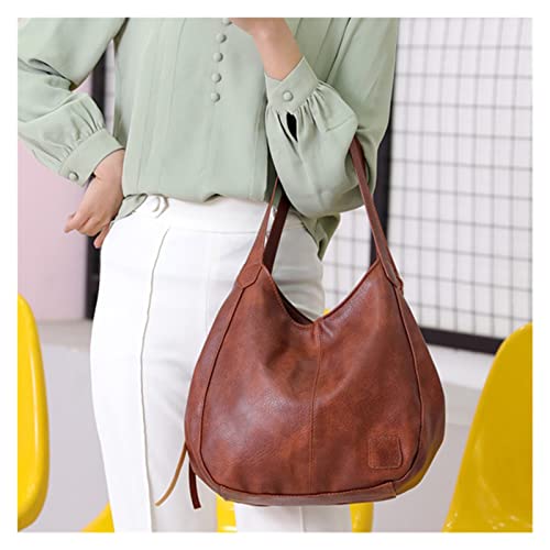 Skyue Vintage Handtas For Vrouwen Zacht PU Schoudertas Grote Capaciteit Dame Tas Mode Schoudertas Boodschappentas (Color : Wine red, Size : 26x10x30cm) - Image 7