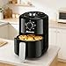 Panana Compact 2L Air Fryer,6 Preset Menus, Adjustable Timer, 0-200°C Temperature Control, Non-Stick Basket, 800W Oven Low Fat Oil Free Healthy Frying Cooker (Black, 2L)