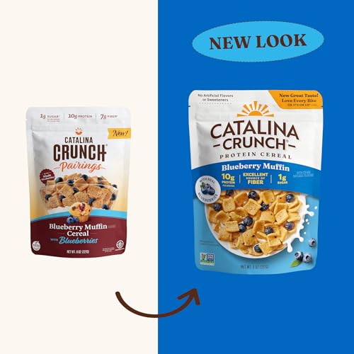 Catalina Crunch Pairings Blueberry Muffin High Fiber Cereal, Vegan Snacks, Low Sugar 1g, Gluten & Grain Free, Low Carb, High Protein 10g & Fiber 7g, Keto Friendly Breakfast, Plant Based, 9 oz (Pa
