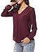 Urban CoCo Womens V Neck Ruffled Shoulder Business Causal Chiffon Blouse Button Down Shirts (Small, Wine Red)