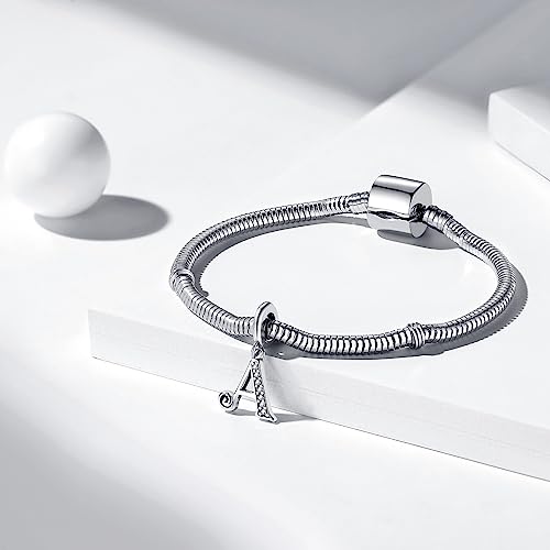 BETTY&SARAH 925 Sterling Silver Letter Charms for Bracelets and Necklace Alphabet Initial Pendant Jewelry Gift for Women3