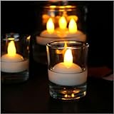 5pc Water Activated Tea Lights, Floating LED Candles for Centerpieces, Bathtub Wedding Decorative Floating Tealight Candles Battery Operated Warm Yellow