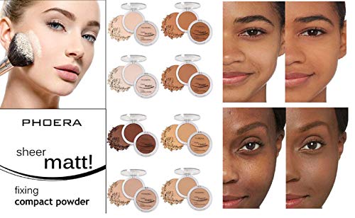 Aquapurity Phoera Sheer Matte Compact Powder Fixing Powder Makeup Base Fixer Setting Powder Foundation Fixing Compact Pressed Powder Long Lasting Make Up Fixer Skin Vitamin E Beauty Blender (202 Natural Beige) #TOP5