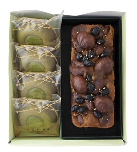 【京都/京洋菓子司ジュヴァンセル】竹取物語＆ごえん詰合せ｜竹取物語：1本｜ごえん：4個｜栗と黒豆のパウンドケーキ＆抹茶ガナッシュケーキのサムネイル