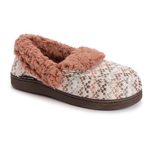 MUK LUKS Women's Anais Slipper, Ivory/Rosey Pop, Small