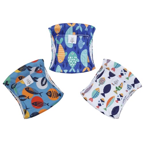 Image of CuteBone Dog Diapers Male Belly Bands 3 Pack for Male Dogs Reusable Puppy Wraps