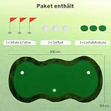 COSTWAY 300 x 150 cm, profesjonalna mata do ćwiczeń golfowych z 3 otworami i piłkami golfowymi do domu, biura, ogrodu i na taras, mata treningowa do golfa do wewnątrz i na zewnątrz