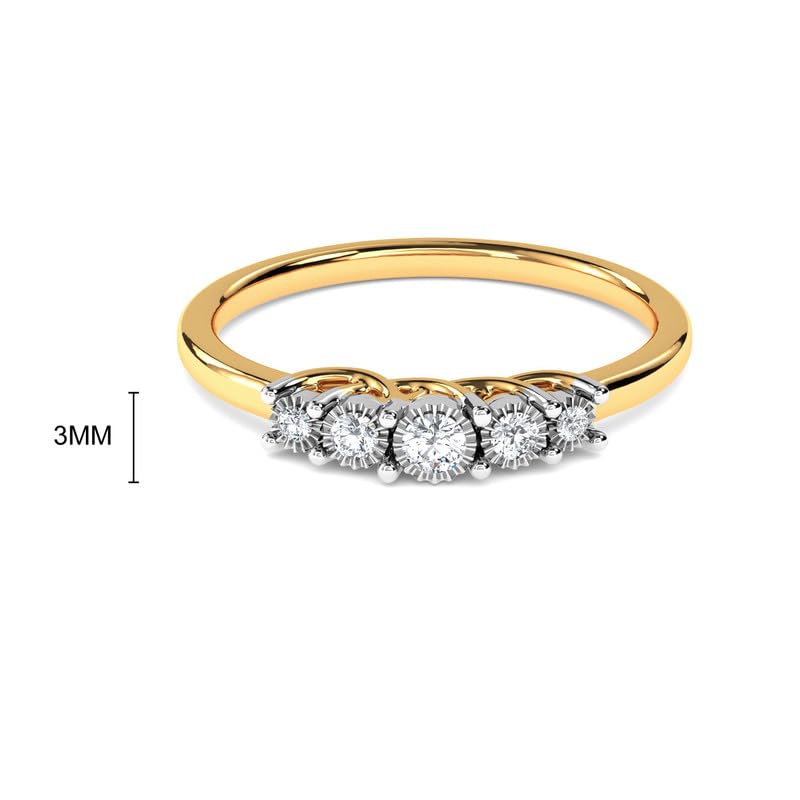Image of KISNA 14k / 18k Real Gold & Diamond Ring | Diwali, Rakhi Rakshabandhan Gift for Sister /Bhabhi /Women | With Certificate of Authenticity & BIS-Hallmarked Gold Jewellery | Aamna Diamond Ring
