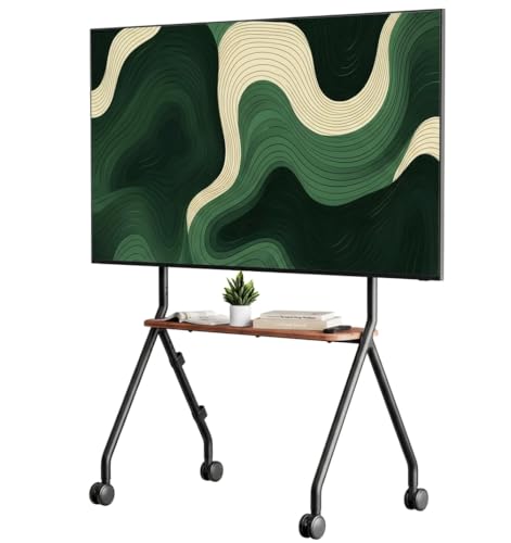 ECOTINY TV-Ständer Rollbarer für 49-80 Zoll Fernseher, 50 kg Tragkraft, Hoch- und Querformat, Stabiler Mobiler TV-Wagen mit Ablage, Max. VESA 600x400mm (Schwarz)