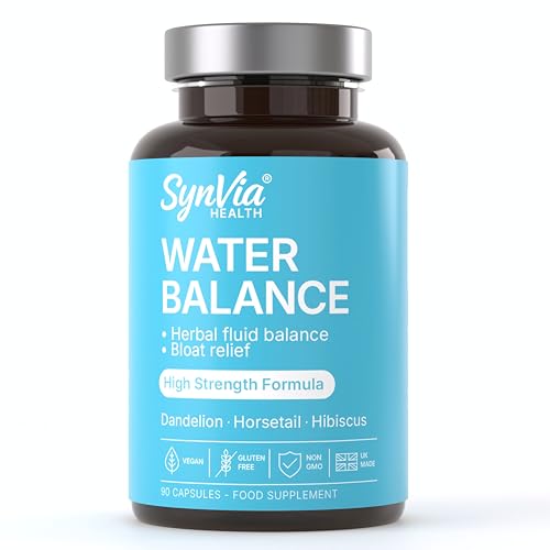Water Retention Tablets – 3-Herb Advanced Complex 4,900 mg (Dandelion, Horsetail, Hibiscus) | Detox, Debloat & Water Balance, 90 Capsules, Non- GMO & Lab Tested - SynVia Health