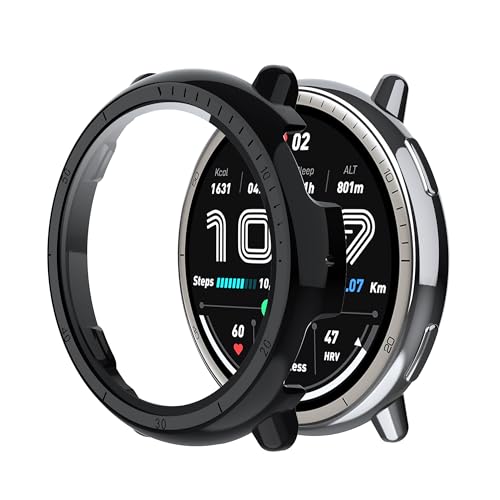 FDHYFGDY Funda para Amazfit Active 2 44mm, Funda Protectora de PC Integral con Protector de Pantalla, película Protectora Compatible con Amazfit Active 2 44mm - Negro