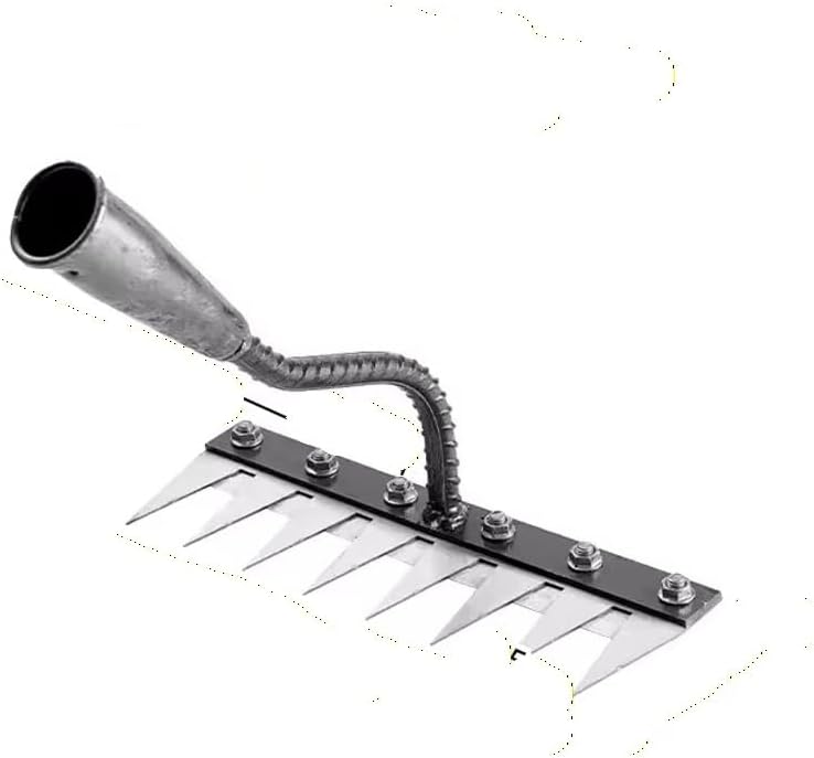 5/6/7/8 Teeth Iron Gardening Hoe Weeding Rake Farm Tool Grasping Raking Loosening Soil Nail Rake Tool Artifact Harrow Farm Tool(6 Teeth)
