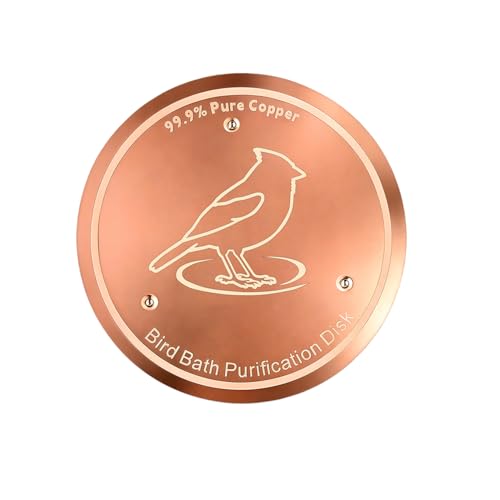 Bird Bath Copper Disk, Bird Baths 99.9% Pure Copper Purification Disk with Triple-Point Support,All-Season Fits All Outdoor Bird Bath Bow