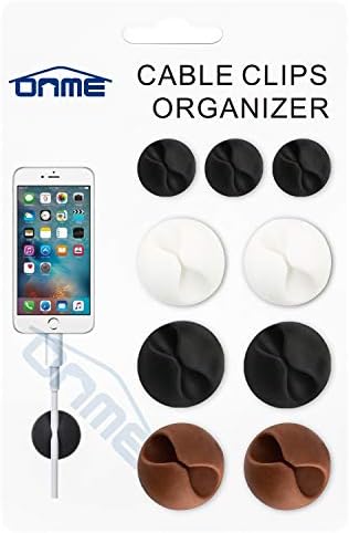 ONME Cable Clips, Cable Holder Multipurpose Cord Management for Home Non-Toxic Rubber Material Self-Adhesive Desk Cord Clips Durable Cord Organizer Black Cord Holder for Office (Black 10pcs)