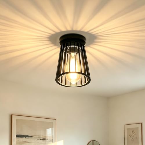 Plafonnier extérieur industriel E27 lustre moderne noir