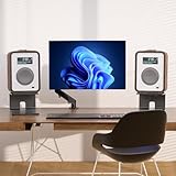 suptek 1 Pair of Desktop Speaker Stands with Vibration Absorption Pads, Metal Speaker Stands Pair Support Up to 33lbs Each, Desk Audio Stand for Bookshelf (11.9 x 6.9 x 4.9 inch), SDM002ELB - Image 7