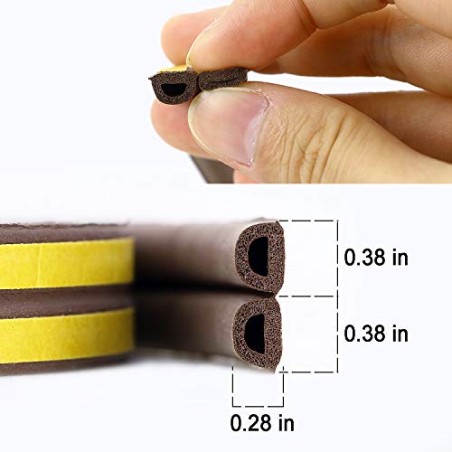 Sunmon Door Seal D-Type Strip Weather Stripping Self Adhesive Foam For Doors And Windows, Soundproofing Weatherstrip Gap Collision Avoidance（Brown） #TOP3