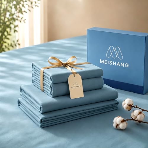 Image of MEISHANG 1000TC Egyptian Cotton Sheets King, 16 inch Deep Pocket | 1000TC Egyptian Cotton Sheets, Sateen Weave, Ultra Soft & Breathable, OEKO-TEX Certified