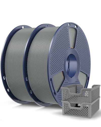 Image of SUNLU PLA+2.0 Filament 1.75mm Grey 2KG, High Speed PLA Plus2.0 Tougher and Stronger 3D Printer Filament Dimensional Accuracy + /- 0.02mm, 2 Pcs 1kg Spool(2.2lbs) Fits for Most FDM 3D Printers