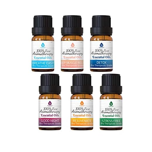 Pursonic 100% Pure Essential Aromatherapy Oils Blends Gift Set-6 Pack , 10ML(Breath Easy,Deep Muscle Relief,Detox,Good Night,Rejuvenate,Distress)