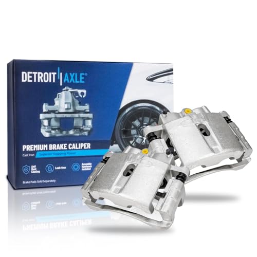 Image of Detroit Axle - Rear Brake Kit for GMC Chevy Silverado Sierra 1500 Tahoe | Yukon Safari Astro Drilled & Slotted Brakes Rotors w /Brake Calipers Replacement Ceramic Brake Pads