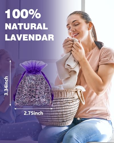 Image of 26 Pack French Lavender Sachet Bags, 100% Natural French Potpourri Dried Lavender Sachets for Drawers and Closets, Strong Smell Fragrance Fresh Scents Home