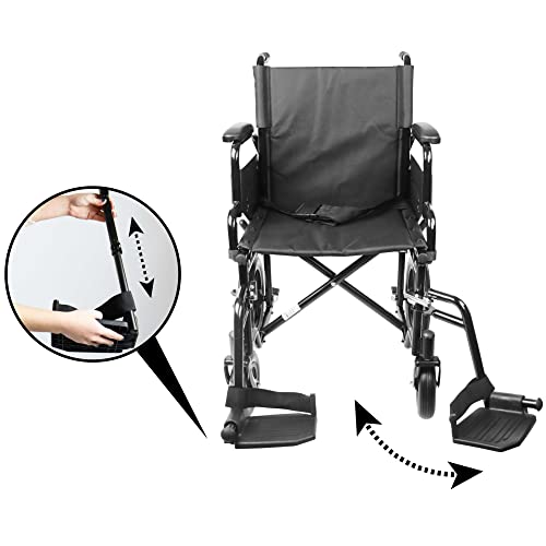 Fauteuil roulant de transport pliant léger en acier robuste noir PEPE Mobility