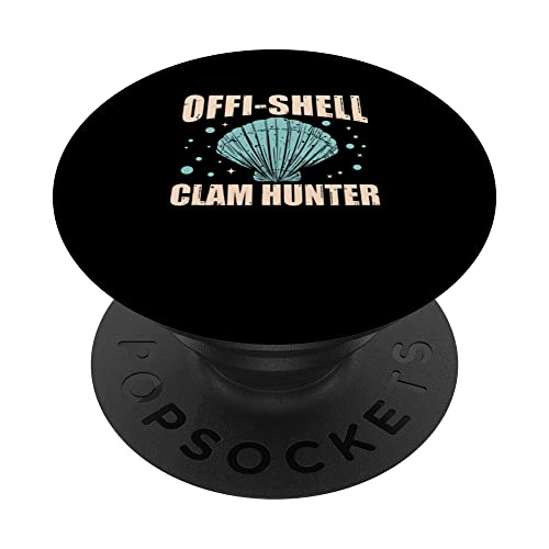 Offi-Shell Clam Hunter Shelling Seashell Collecting PopSockets Swappable PopGrip, Black