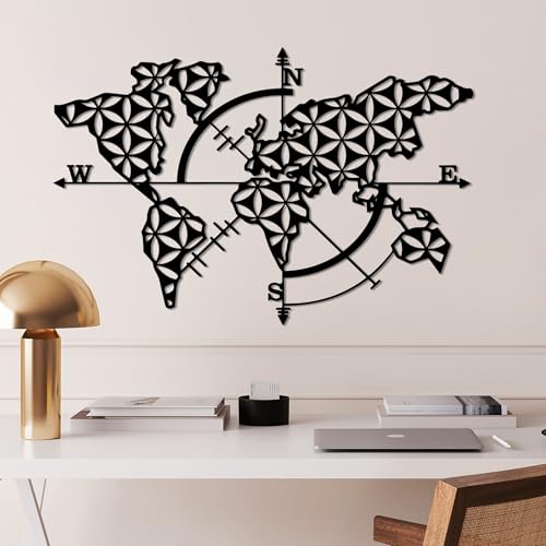 Accessoire mural décoratif métal noir design moderne maison 74x49 - 2