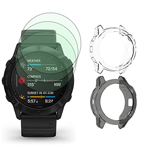 Coque de protection Garmin Fenix 6 et protège écran en verre trempé haute définition anti-choc