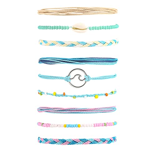 Surfer Wave Bracelets for Teen Girls Summer Beach Bracelets Handmade Braided Rope Friendship Bracelets Boho Adjustable Waterproof Bracelets for Women Ocean Bracelets Beach Jewelry for Women