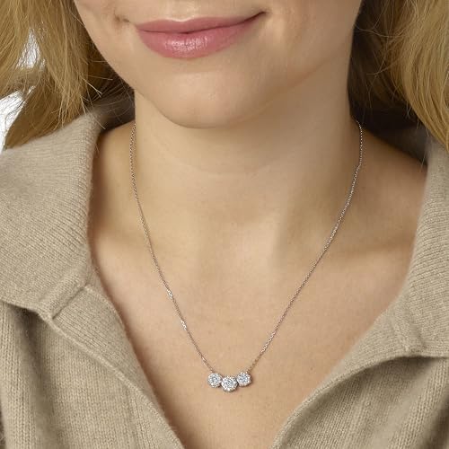 Diamond Delight 1 Carat Real Natural Diamond Trilogy Pendant Necklace for Women - 14k White Gold Pendant for Her - 18 Inch Chain Necklace - Horizontal Design (F, VS1, 1.00 cttw) Lobster Claw Clasp2