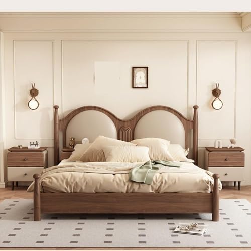 Solid Wood Nightstand with 2 Drawers - Stylish Beige & Brown Bedside Table Storage Cabinet for Apartment, Bedroom & Living Room - Small Space Furniture (50CM)