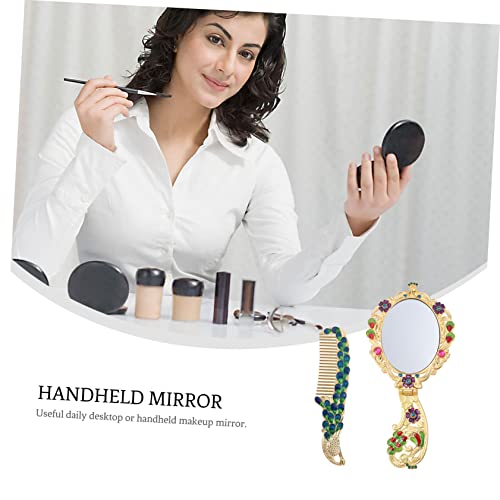 Espejo de maquillaje portátil estilo vintage plegable miniatura 7