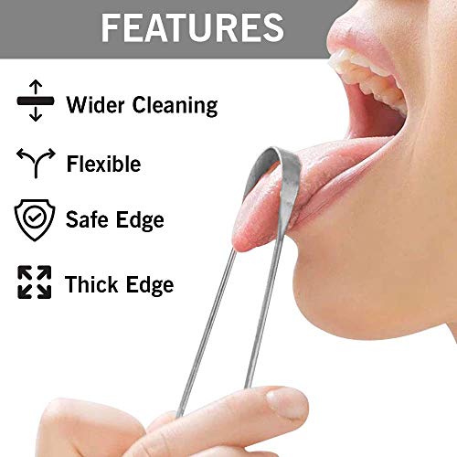 Image of Pure Surgical Grade Stainless Steel Tongue Cleaner for Kids and Adults |For Daily Oral Dental Hygiene Fresh Breath And Health Set of 12