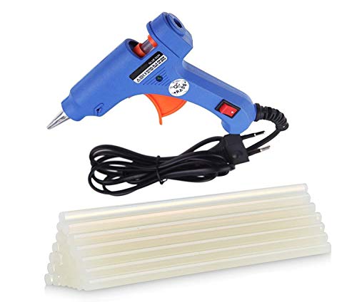 Trìmoto® 20 Watt Mini Hot Melt Glue Gun for Fine Craft Work (7 MM Diameter) (Multi Color Gun with 10 Glue Sticks)