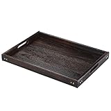 JPCRAFT Simply Espresso Brown Rectangle Wooden Serving Tray, 17 by 12-Inch