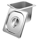 Gogogmee ステンレス製ビュッフェトレイ 蓋付き 長方形 食品収納用 クラシックフードホルダー 滑らかで な縁 冷凍対応 繰り返し使用可能