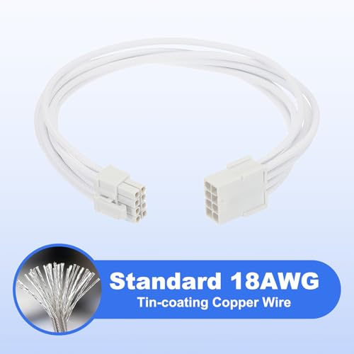 Cable PCIe 8 Pin Blanco con Conector Adaptador de 6+2 Pines para Gráficas 5