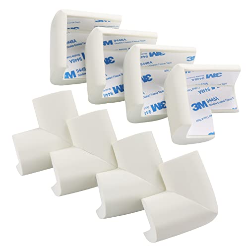 Image of 8 Pack Soft Corner Protector Baby Proofing Edge and Corner Guards, Safety Pre-Taped Rubber Foam,Child Safety Furniture Bumper, Corner Protectors for furniturey, Soft Sponge Table Corners, White