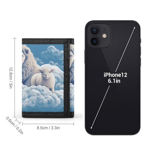 Lamb with A Lion On The Clouds Trifold Wallet for Men - Money Clip Slim Wallets with Multiple Card Slots Minimalist Small Front Pocket Wallet for Everyday Carry2