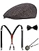 Produktbild Zivyes 1920s Herren Accessoires Gatsby Gangster Kostüm Zubehör Set Manhattan Fedora Hut Hosenträger Fliege Taschenuhr (1-Coffee)