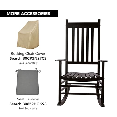 Shine Company 4332BK Vermont Porch Rocker, High Back Wood Rocking Chair thumb #5