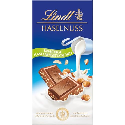 Lindt Schokolade | Vollmilch Haselnuss Tafel | 100g | zartschmelzende Vollmilch-Schokolade und knackigen Haselnussstücken | Schokoladen-Tafel