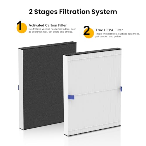 Image of 2 Pack T20i Replacement Filter Compatible with Blueair Comfort-Pure 3-in-1 Air Purifier Large, True HEPA High-Efficiency Activated Carbon Filter for Home Large Room